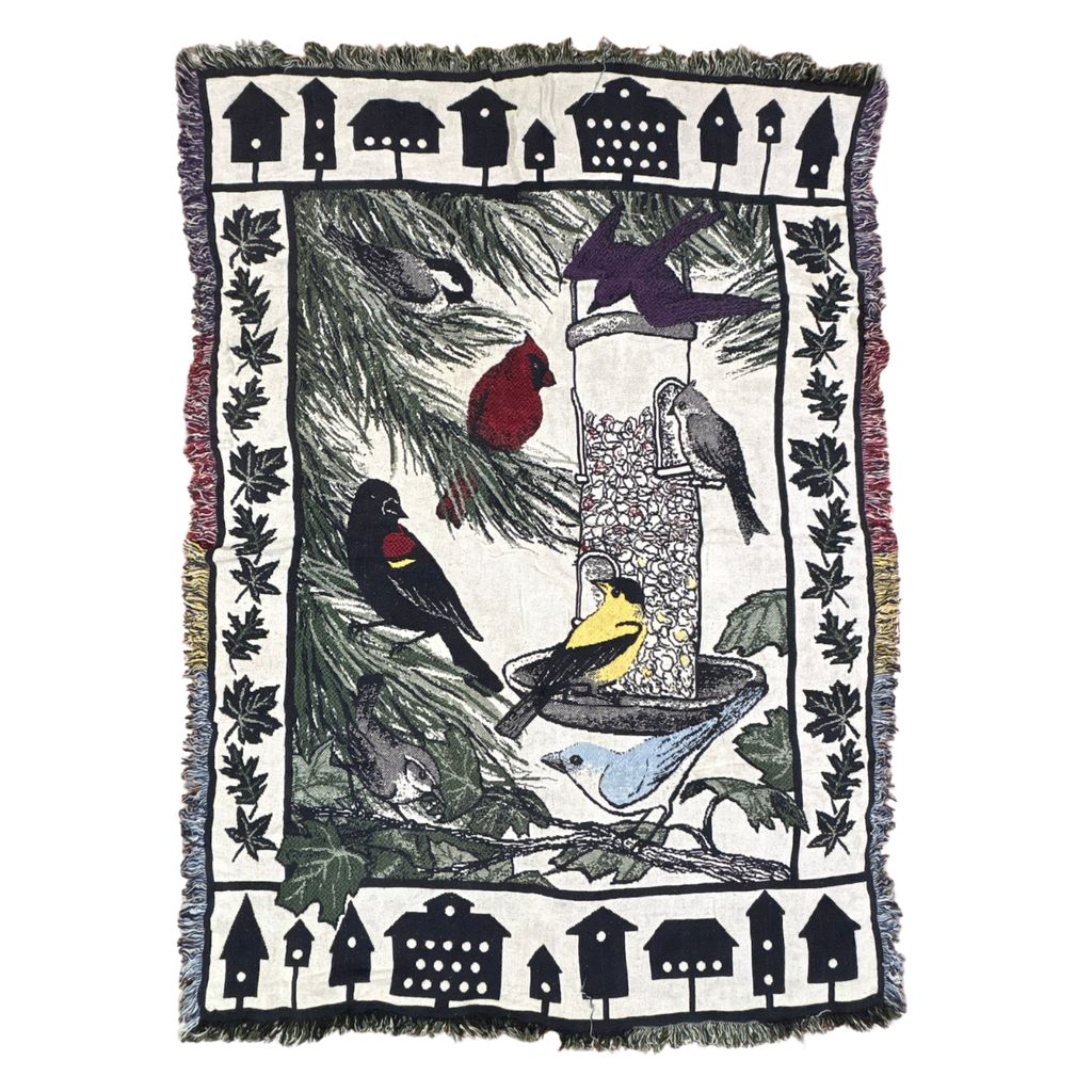 vintageラグ ブランケット マルチカバー タペストリー カーディナルバード 小鳥 アニマル Rug Blanket Bird 3589ラグ・カーペット