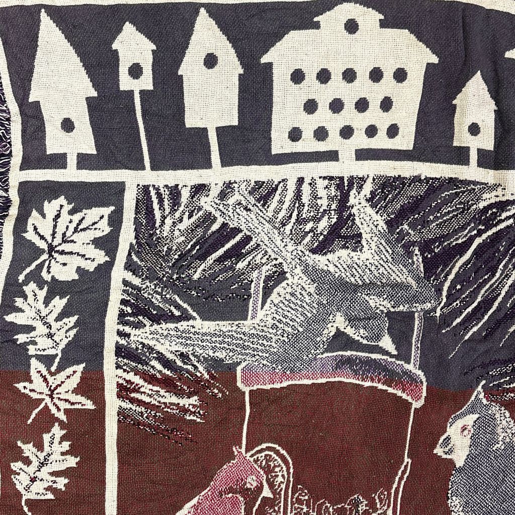 vintageラグ ブランケット マルチカバー タペストリー カーディナルバード 小鳥 アニマル Rug Blanket Bird 3589