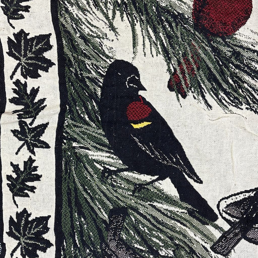 vintageラグ ブランケット マルチカバー タペストリー カーディナルバード 小鳥 アニマル Rug Blanket Bird 3589