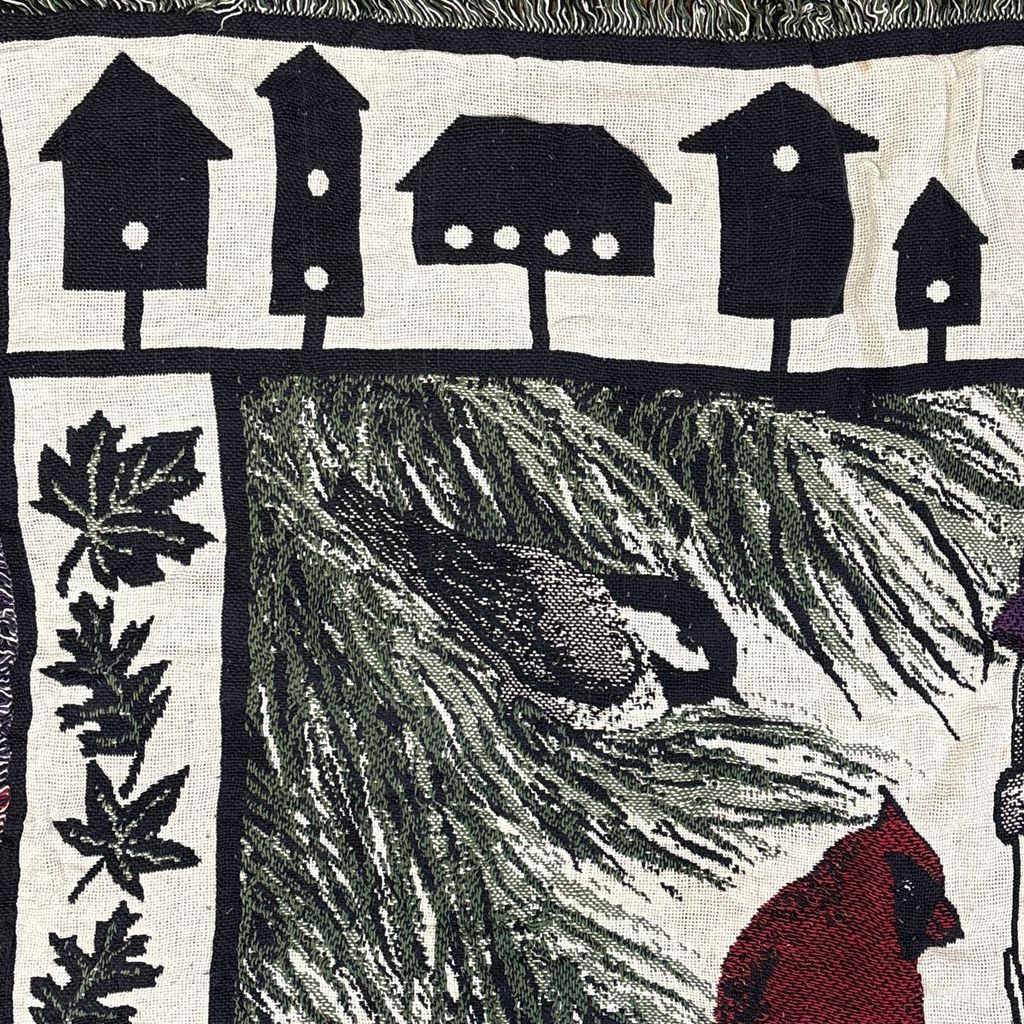 vintageラグ ブランケット マルチカバー タペストリー カーディナルバード 小鳥 アニマル Rug Blanket Bird 3589
