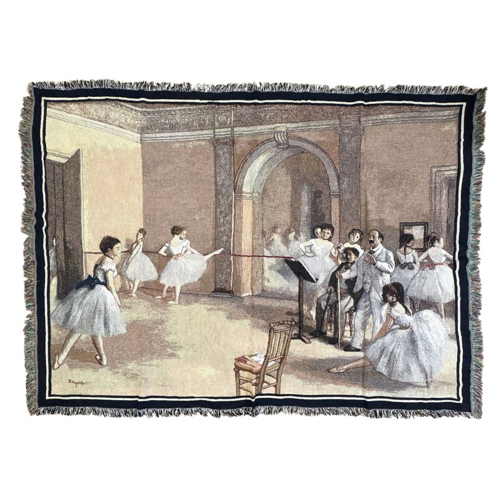 vintageラグ ブランケット マルチカバー タペストリー USA製 バレエのレッスン アート Rug Blanket Edgar Degas 2630