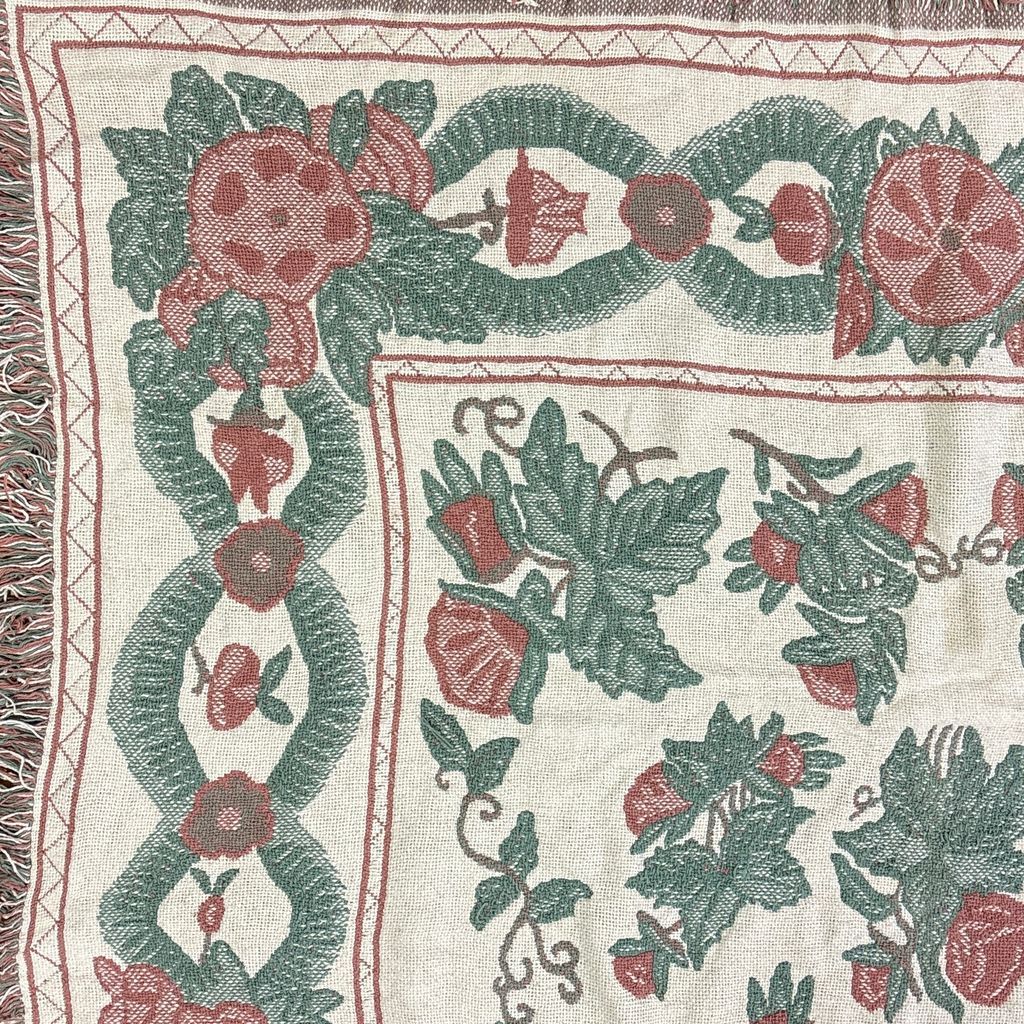 vintageラグ ブランケット マルチカバー タペストリー フラワー 花