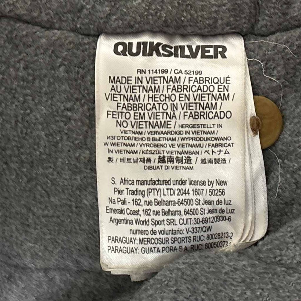 QUIKSILVER】 裏地フリース ダックジャケット フーディ S-2344 - メルカリ