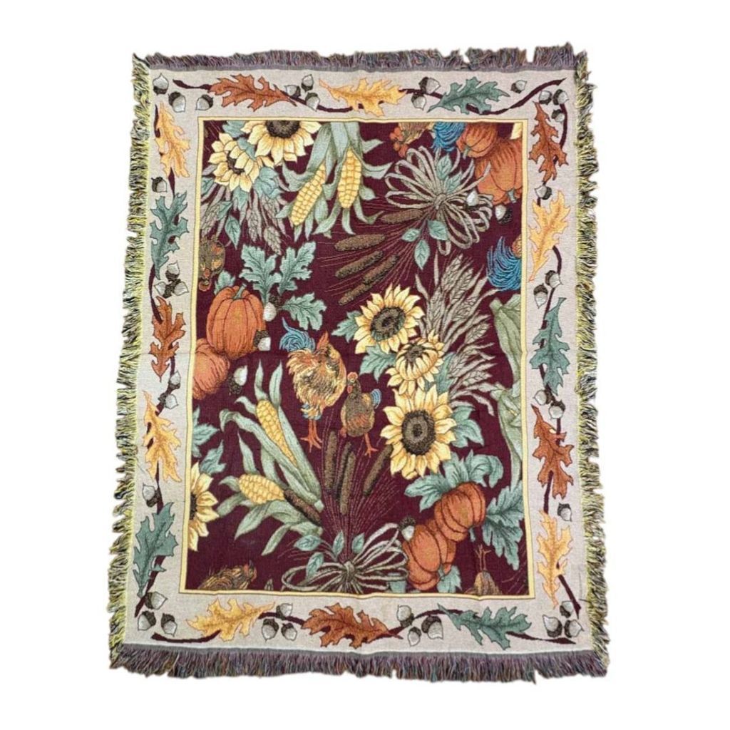 vintageラグ カーペット ひまわり 野菜 アート 1907