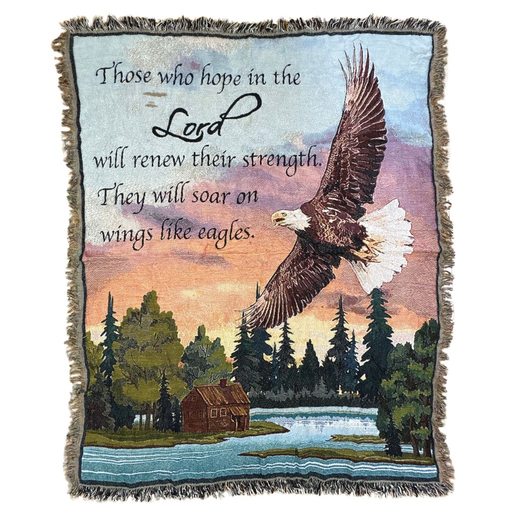vintageラグ ブランケット マルチカバー タペストリー 聖書 イザヤ書 キリスト教 イーグル アニマル Rug Blanket Eagle 2958