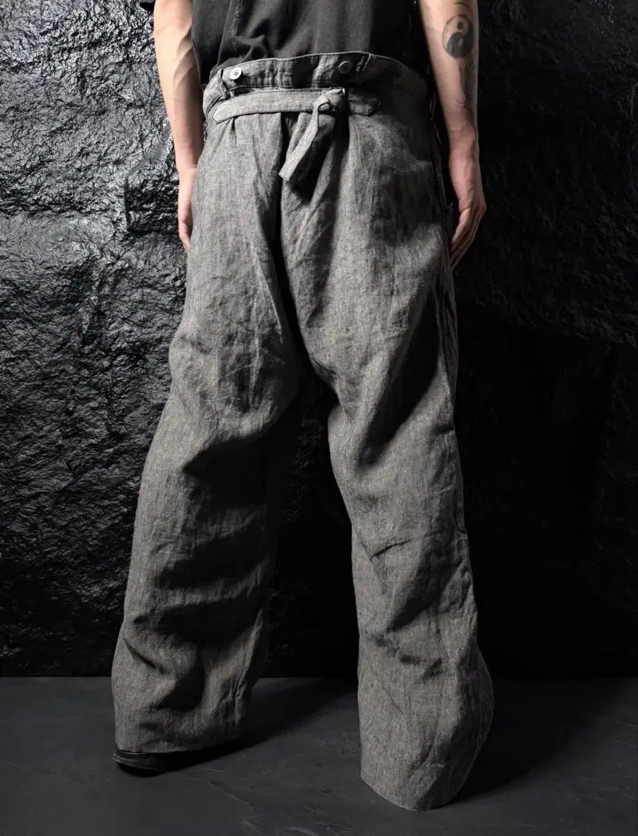 (3)KLASICA Linen Cinch Back Wide Pants
