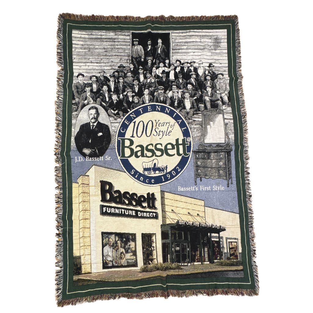 vintageラグ ブランケット マルチカバー タペストリー 企業 100周年記念 写真 Rug Blanket Bassett Furniture 3780