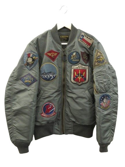 アヴィレックス AVIREX MA-1 トップガン TOP GUN CUSTOM フライトジャケット ワッペン グリーン LARGE