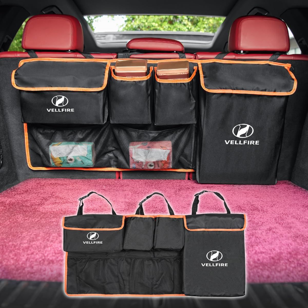 ヴェルファイア VELLFIRE 専用トランク収納ポケット 車 収納バッグ カー シートバックポケット 車用 トランク収納袋 対応Vellfire ヴェルファイア 20系 30系 40系 ポケット6つ 大容量 折り畳み可能 防水 キズ防止 持 8fda3dc3