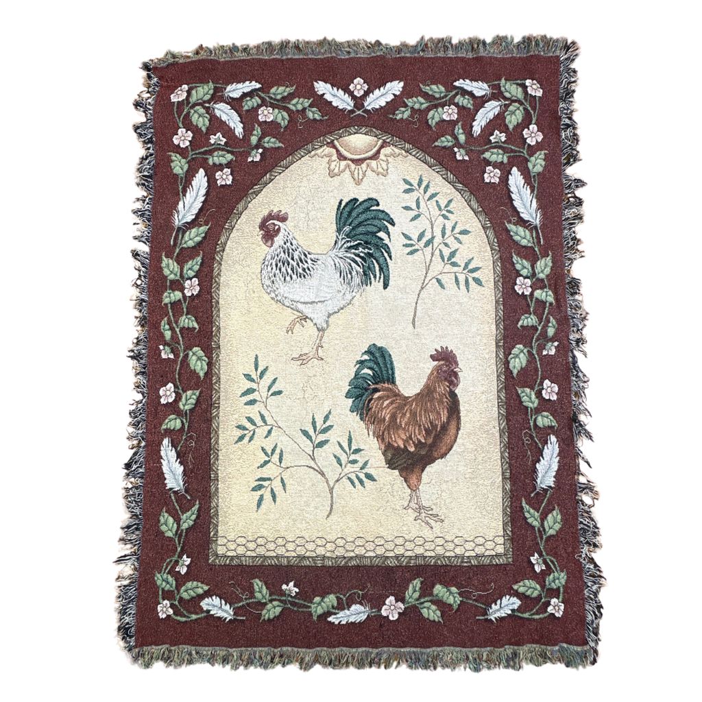vintageラグ ブランケット マルチカバー タペストリー チキン にわとり アニマル フラワー 花 Rug Blanket Chicken 4222