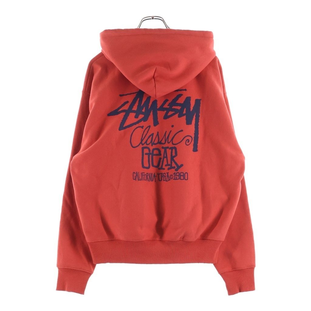 STUSSY (ステューシー) 25SS CLASSIC GEAR HOODIE クラシックギア 両面ロゴプリント プルオーバースウェットパーカー レッド 1925084