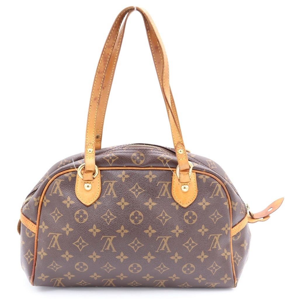 LOUIS VUITTON ルイヴィトン モノグラム モントルグイユPM ハンドバッグ ブラウン レザー×PVC M95565 ゴールド金具 LOUIS VUITTON (ルイヴィトン) モノグラム モントルグイユPM PVC
