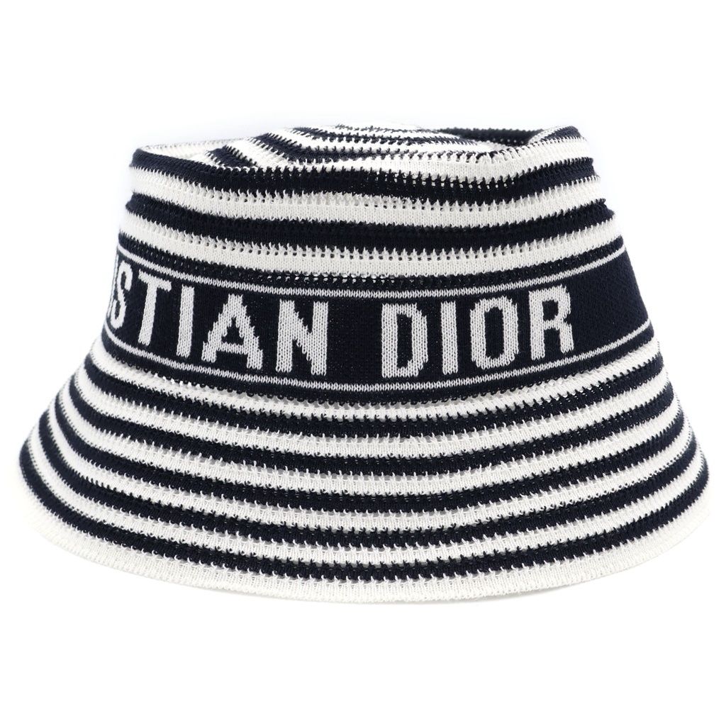 Christian Dior (クリスチャンディオール) 24SS ディオリビエラ D チューリップ クロシュ ハット 帽子 ネイビー/ホワイト 44DTK985A134