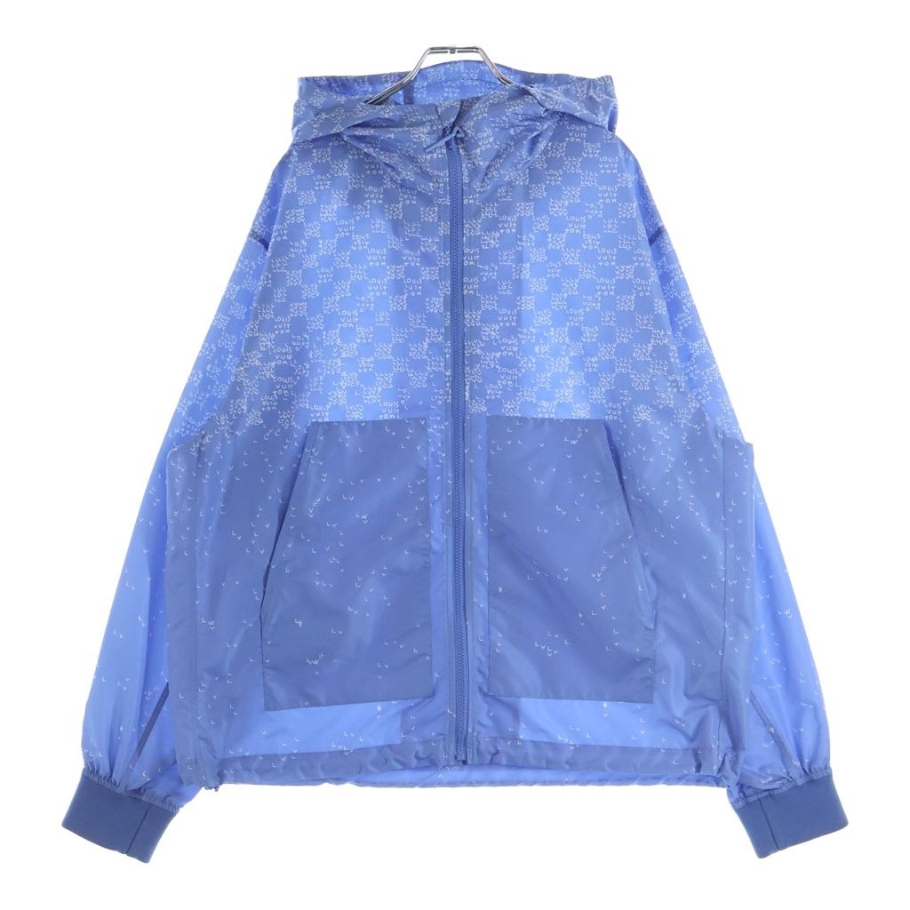 LOUIS VUITTON (ルイヴィトン) 22SS オーセンティック LVグラディエントレター プリントデザイン フーデッド ジップアップ ナイロンジャケット ブルー RM222M ND5 HNB06X