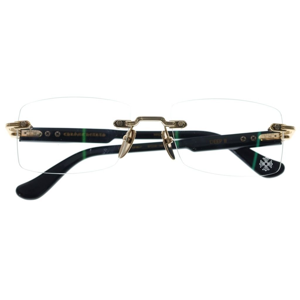 CHROME HEARTS (クロムハーツ) DEEP 2 フローラルテンプルリムレス眼鏡 ブラック/ゴールド