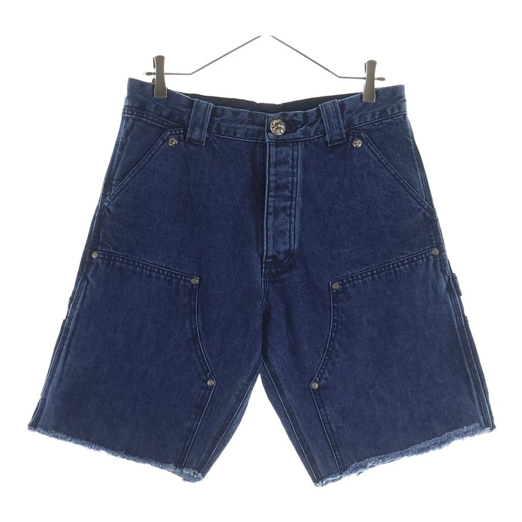 CHROME HEARTS (クロムハーツ) CARPENTER DOUBLE KNEE DENIM SHORTS カーペンター デニムショーツ ハーフパンツ クロスボール ブルー