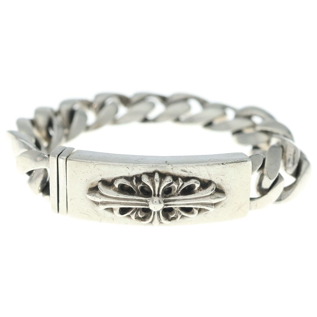 CHROME HEARTS (クロムハーツ) ID FLORAL CRS フローラルクロスIDクラシックリンク ブレスレット 13LINK シルバー BCA164
