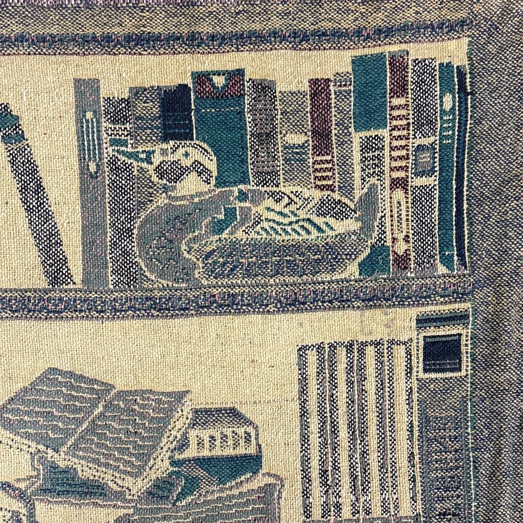 vintageラグ ブランケット マルチカバー タペストリー 本棚 ネコ