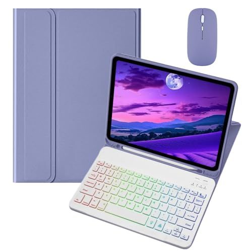 マウス付き Redmi Pad SE 8.7インチ用 キーボードケース カラフル バックライト付き Redmi Pad SE 8.7対応 キーボード 保護カバー 虹色バックライト マグネット分離式 ペンホルダー付き,紫灰e 6,345円