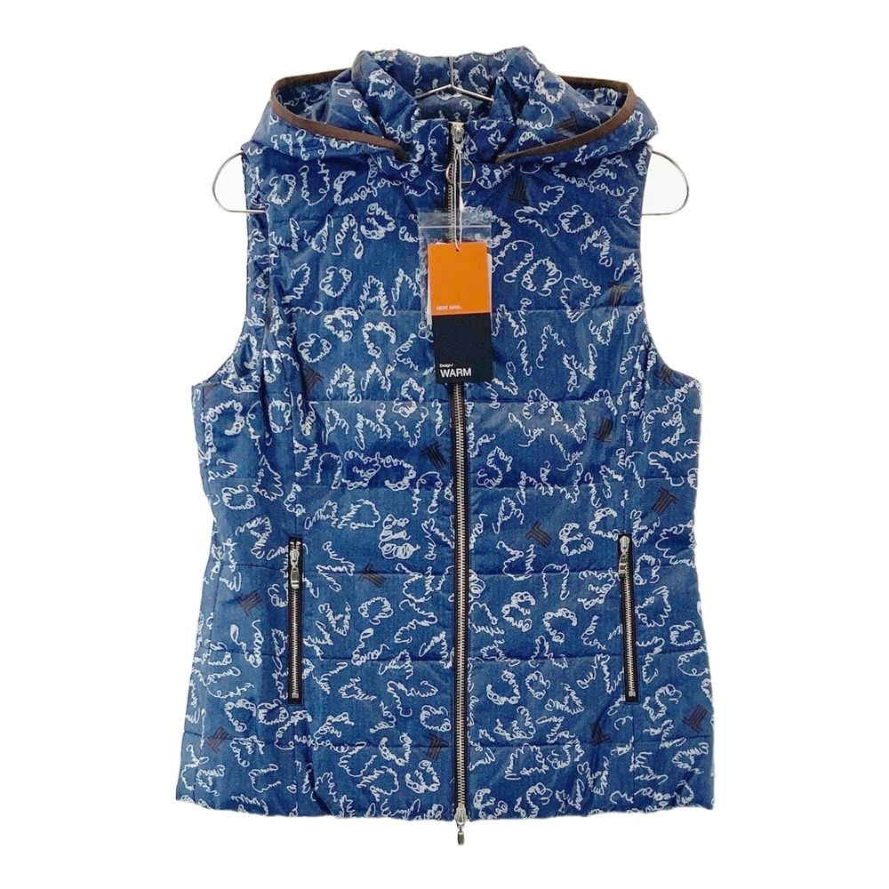 サイズ：38 LANVIN SPORT ランバン スポール 2WAY 中綿ベスト ロゴ 総柄 ネイビー系 [240101702019] ゴルフウェア レディース ストスト