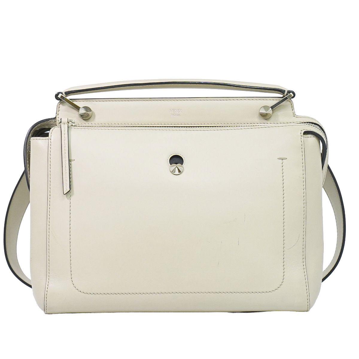 本物 フェンディ FENDI ドットコム 2WAY ショルダーバッグ ハンドバッグ レザー アイボリー 8BN293 Dotcom バッグ 中古・