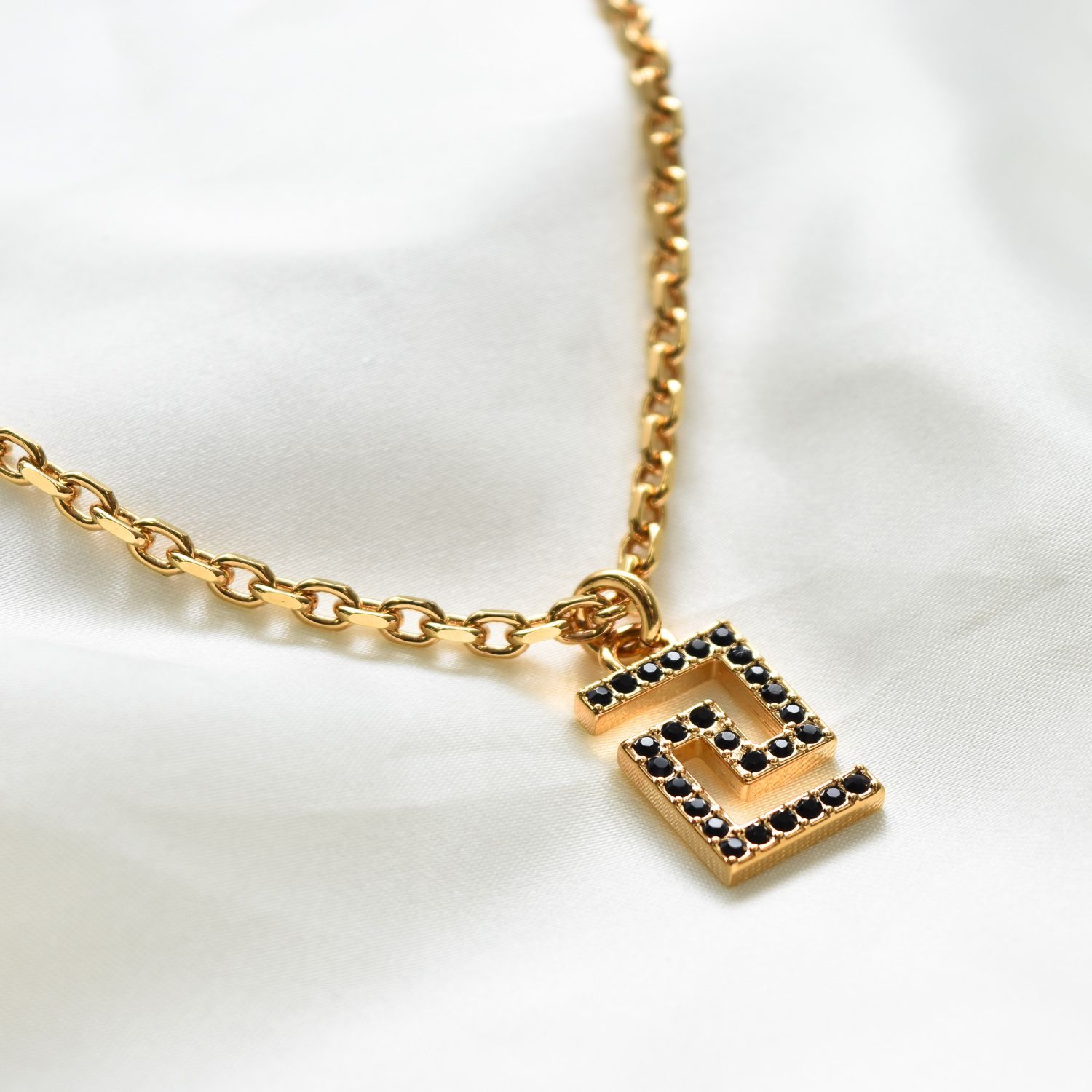 ヴェルサーチ ネックレス メンズ ビジューグリークネックレス ゴールド ブラック DG1G810S VERSACE