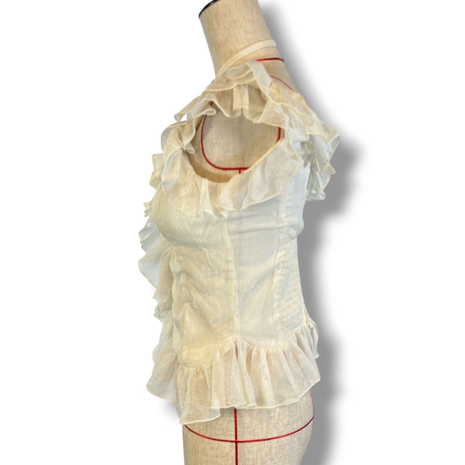 Darich ダーリッチ シアーラメシフォンフリルトップス フリル レース