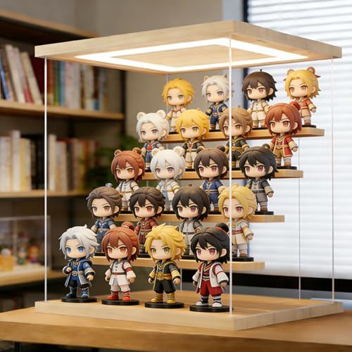 PakOne ディスプレイケース 木製 フィギュアケース コレクションケース 収納ケース 透明展示ケース 積み重ね式 クリアアクリルケース ディスプレイケース ガラスケース 収納棚 保管ボックス マグネット式扉前開きケース 透明 クリア マグネット式 展示 i