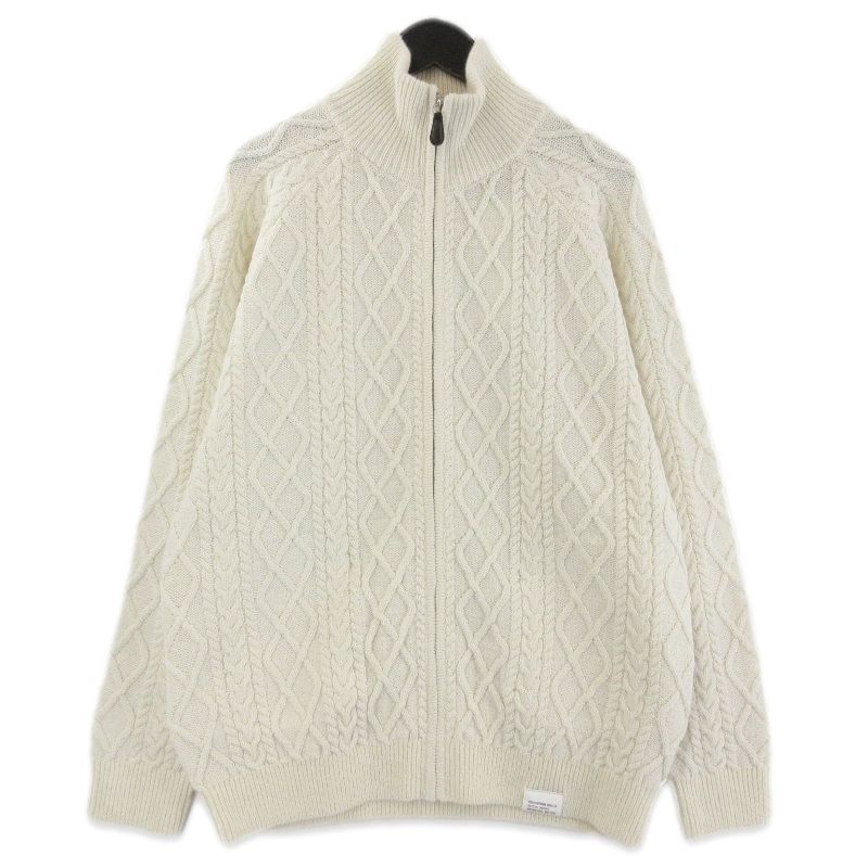 美品 FreshService フレッシュサービス フィッシャーマンセーター FSC253-80166 アラン編 SHETLAND WOOL アイボリー M 71016412