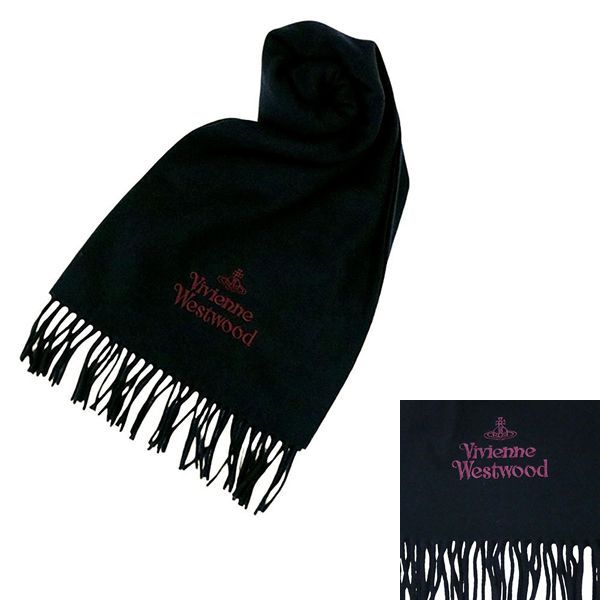 ヴィヴィアンウエストウッド マフラー Vivienne Westwood 25-W00Q7-N401 BLACK ブラック レディース メンズ ブラック マフラー 10,640円