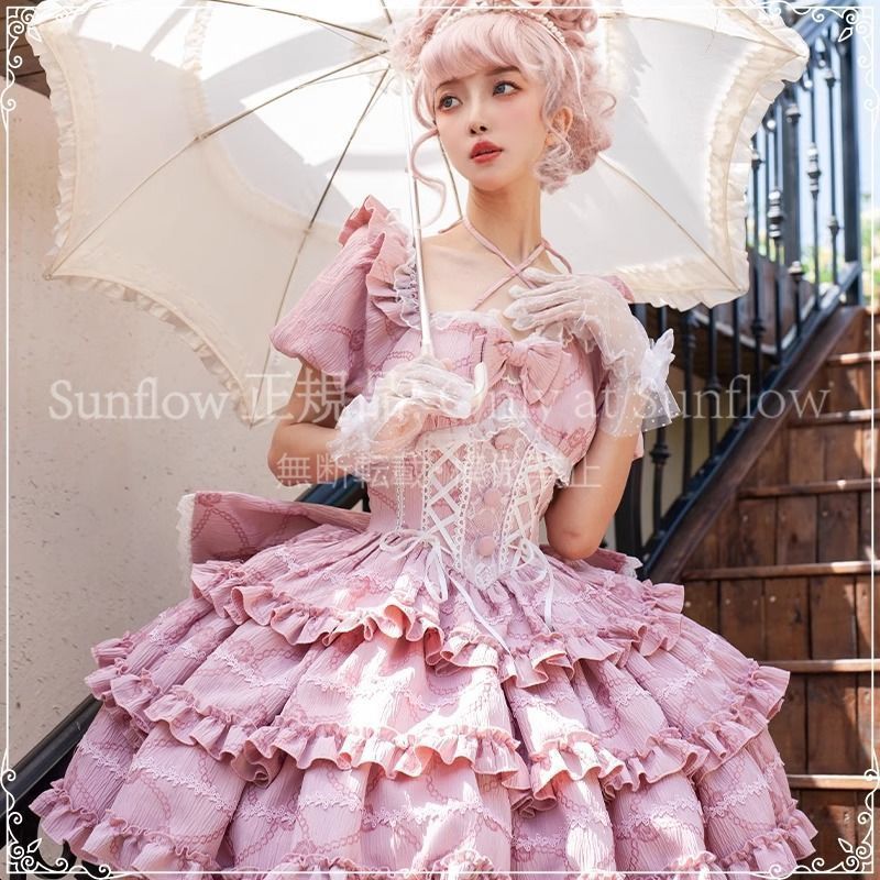 再入荷 【送料無料】コスプレ衣装 オリジナLolitパフドレ薔薇デザイプリンセ蝶結トレーン付ロリータワ高品質素プレゼントに最豪華デザイ舞台撮影イベントハロウィプレゼントに最 レッド