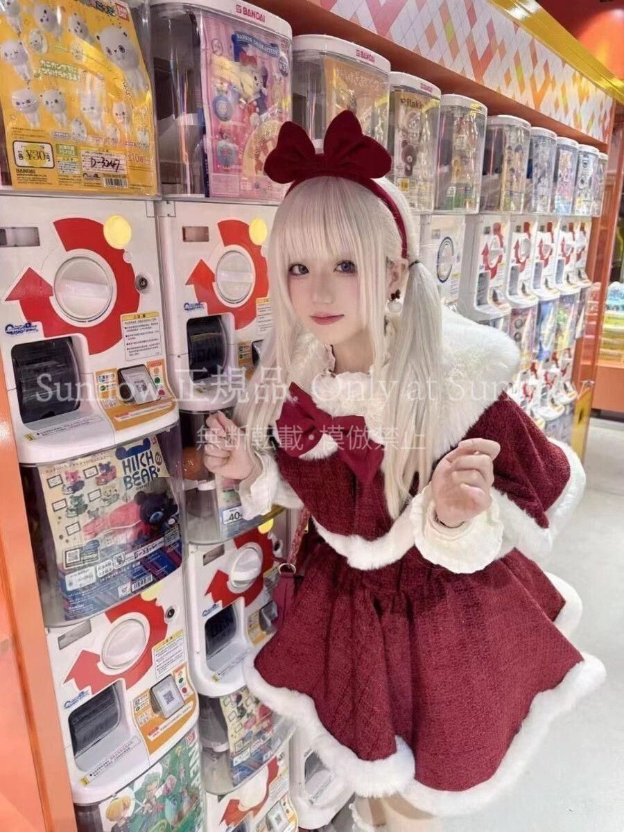 再入荷 【送料無料】コスプレ衣装 クリスマクリスマスコスチュームセットロリートップ保可愛リボマントコーニットキャミソールワンピーロリータワンピース 7,409円