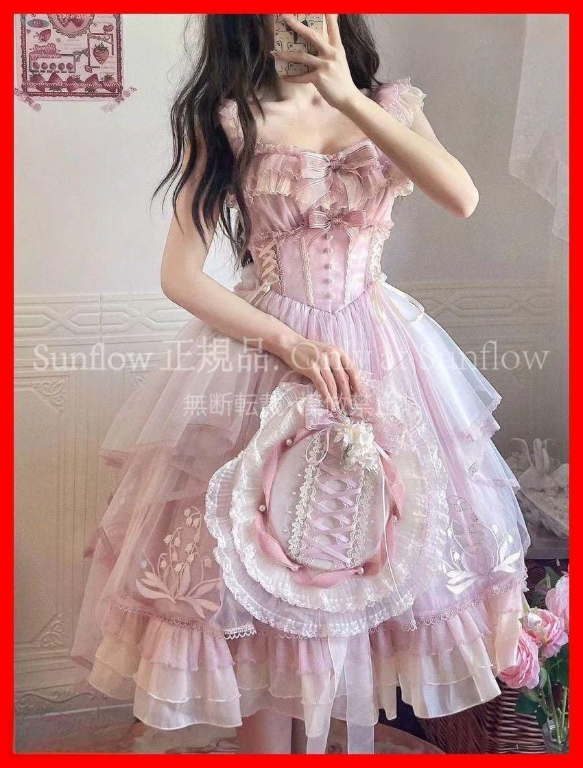 再入荷 【送料無料】コスプレ衣装 スズラン柄ドレス風ロリータワンピースお出かけや女子会に