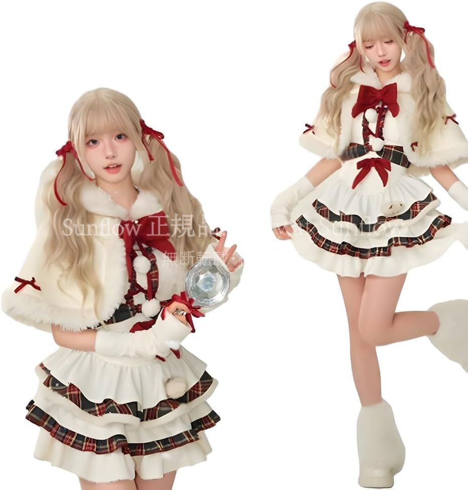 再入荷 【特価】人気商品★サンタワンピース コスプレ 雪だまる 可愛い レディース 大きいサイズ サンタクロース クリスマスロリータ 洋服 衣装 仮装 クリス