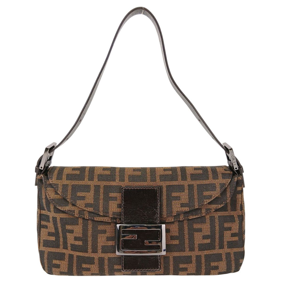 FENDI フェンディ ズッキーノ ズッカ ワンショルダーバッグ マンマバケット ショルダーバッグ 8BR003 レディース キャンバス ブラウン 中古