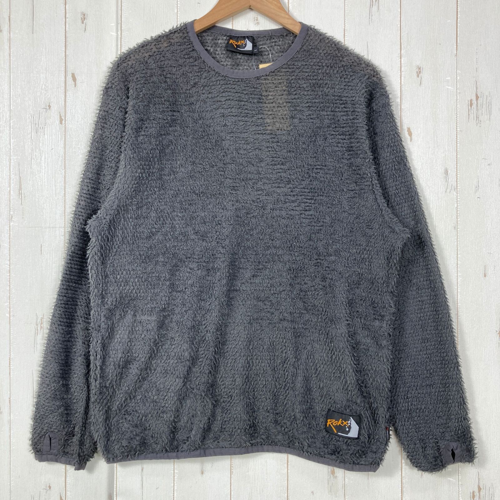 ✉️Men's L チャコール系 Rokx ( ロックス ) アルファ クルー ALPHA CREW ポリエステル ウェア トップス アウター ジャケット フリース z00059990 フリース アウター ジャケット トップス ウェア