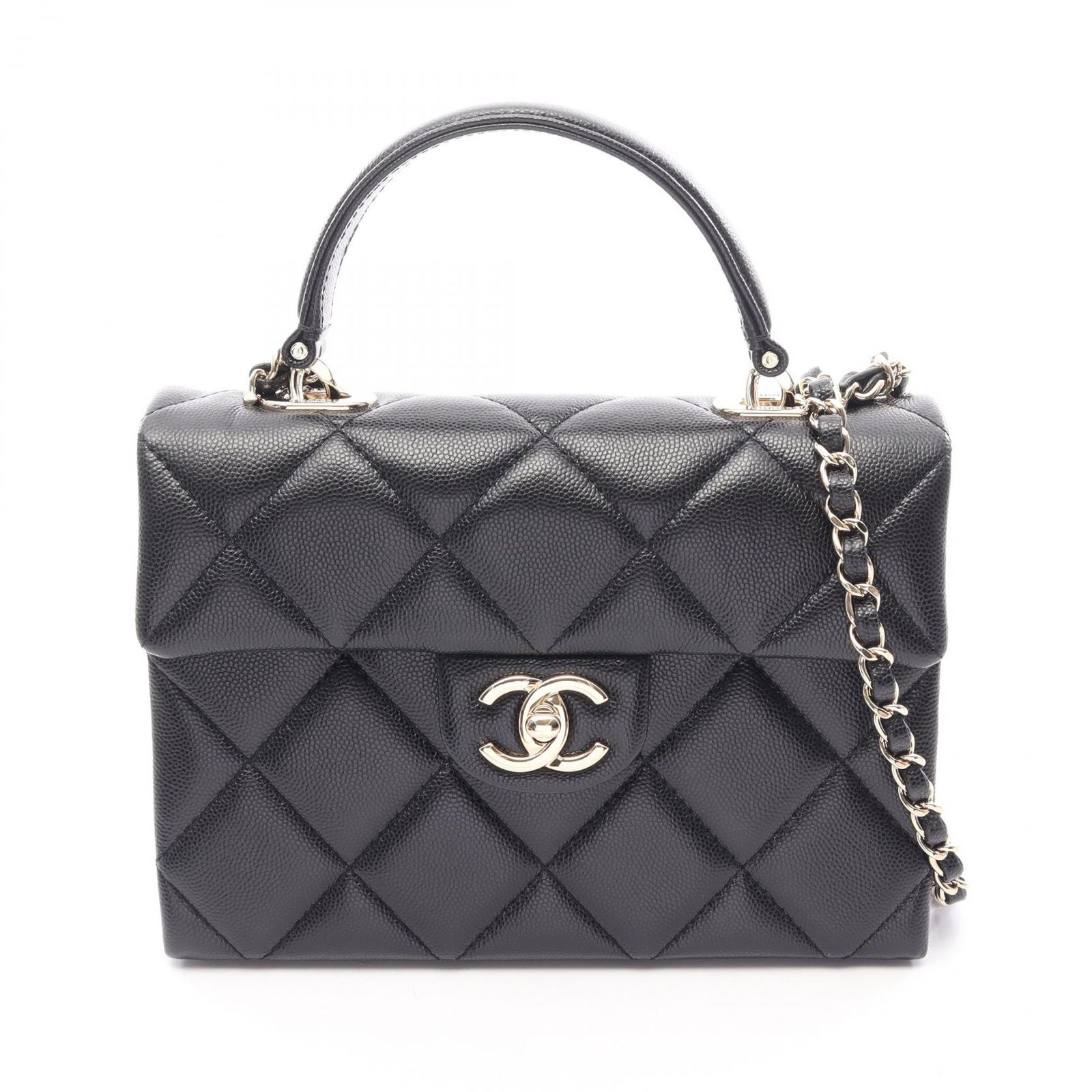 シャネル CHANEL ショルダーバッグ マトラッセ トップハンドル 2WAY AS4711 ブラック キャビアスキン(グレインドカーフ) マトラッセ トップハンドル 2wayチェーンショルダー