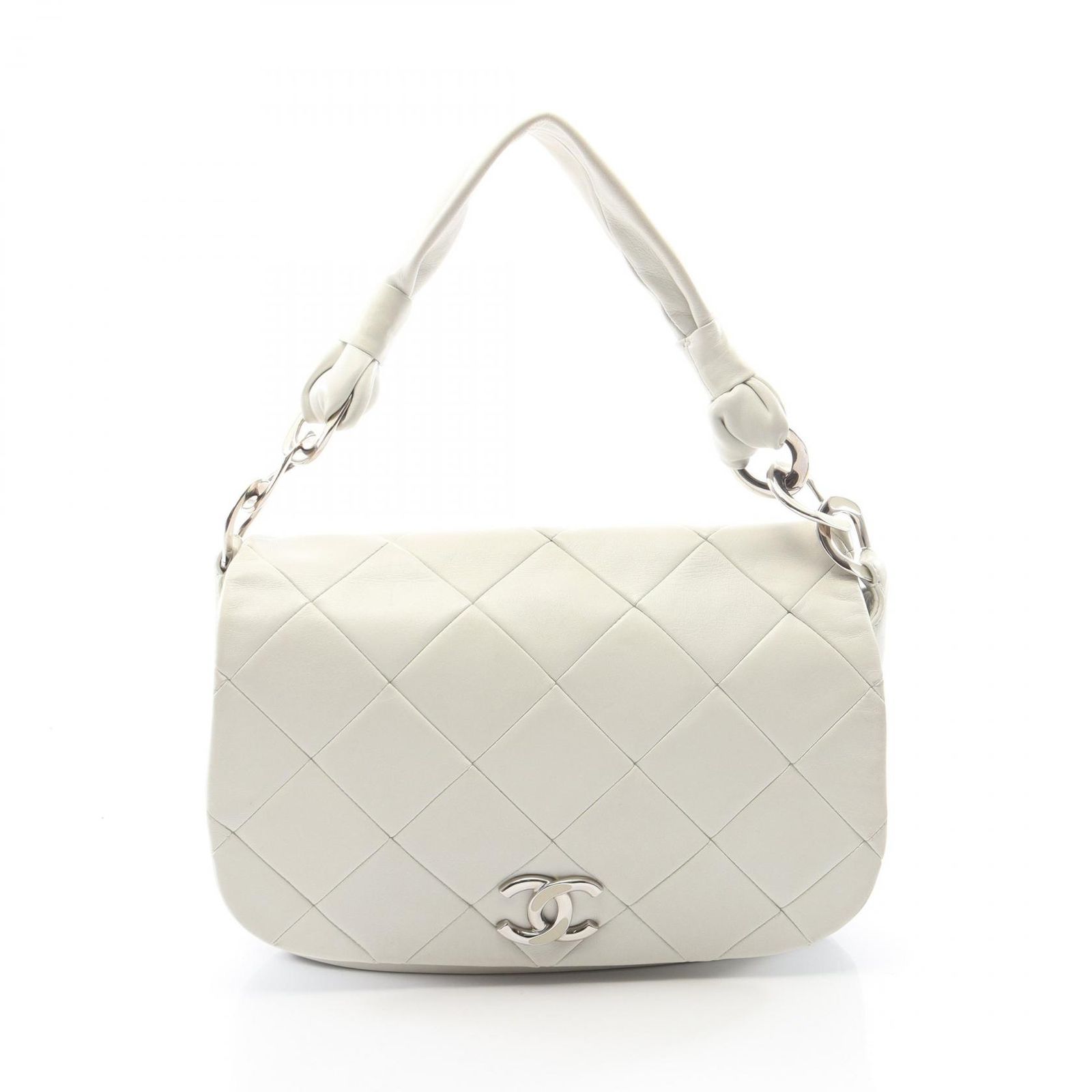 シャネル CHANEL ショルダーバッグ マトラッセ ホワイト レザー ワンショルダー レディース Used B