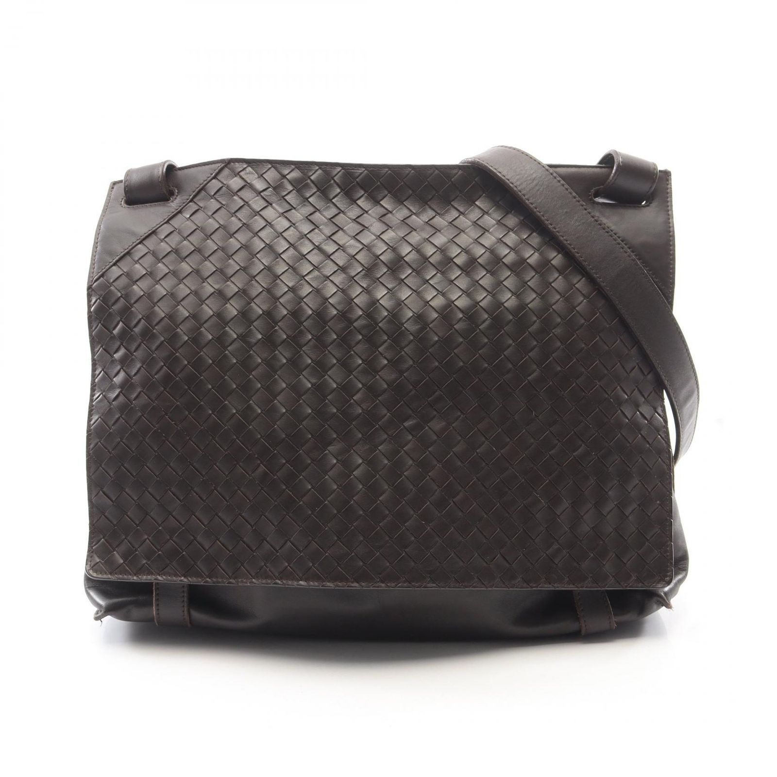ボッテガヴェネタ BOTTEGA VENETA ショルダーバッグ イントレチャート ブラウン レザー イントレチャート ショルダーバッグ メンズ Used B 57,480円