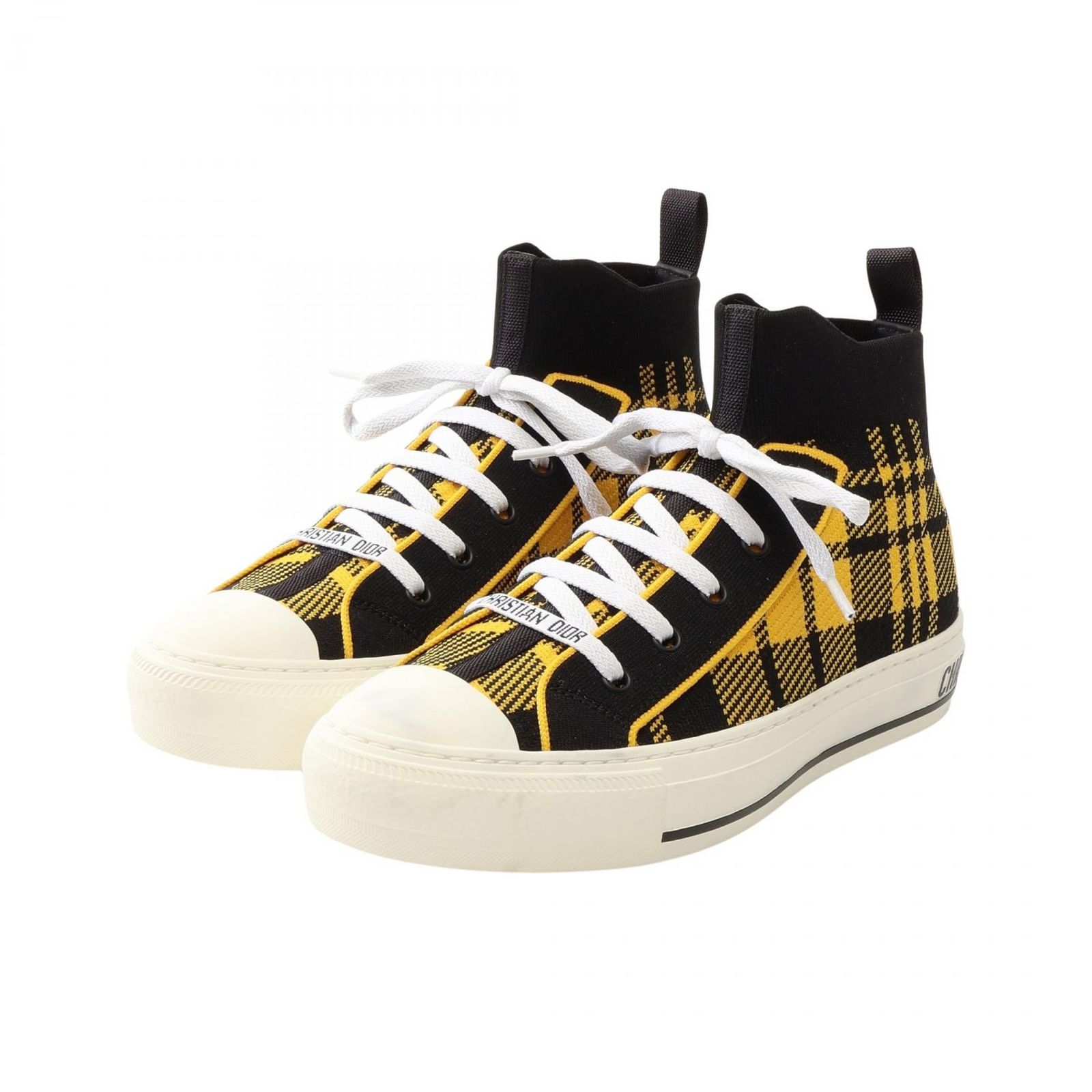 ディオール Dior スニーカー WALK'N'DIOR ハイトップ チェック KCK341TKT ファブリック WALK'N'DIOR ハイカットスニーカー レディース Used A