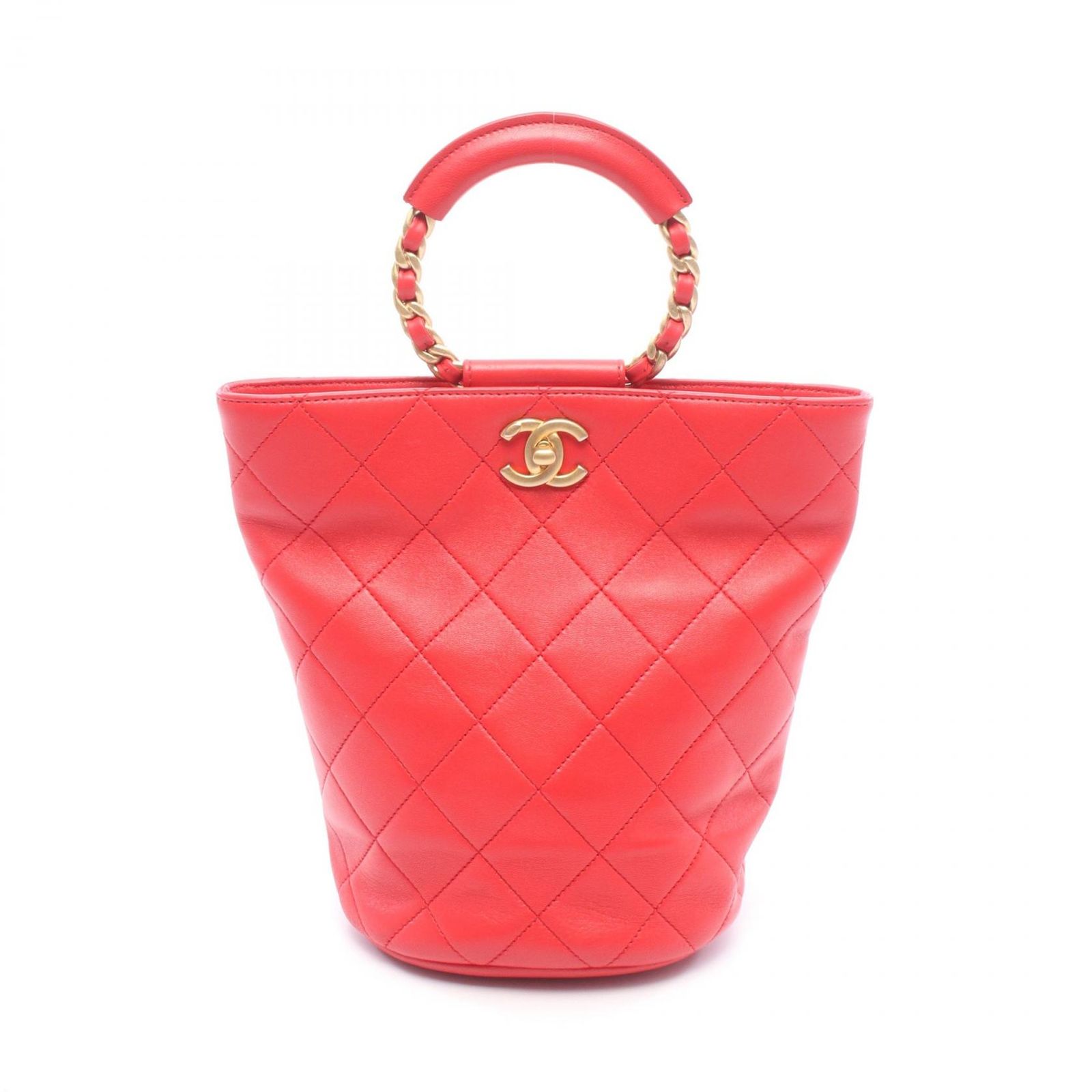 シャネル CHANEL リュックサック バックパック マトラッセ ループハンドル レッド ラムスキン（羊革） マトラッセ ループハンドル チェーンバックパック レディース