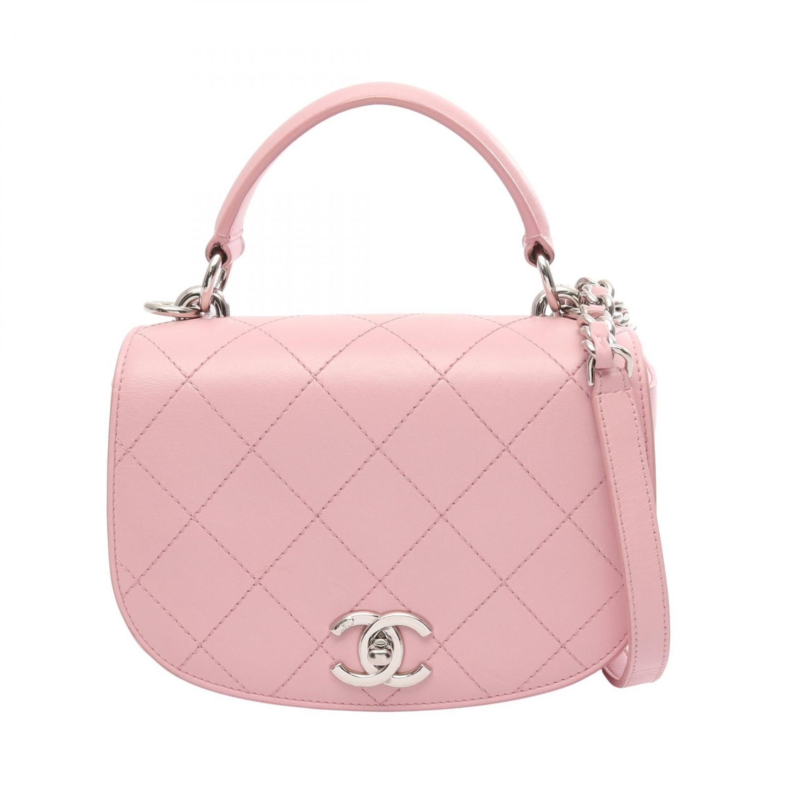 シャネル CHANEL ショルダーバッグ マトラッセ トップハンドル 2WAY ピンク レザー マトラッセ 2wayチェーンショルダー レディース Used B 247,400円