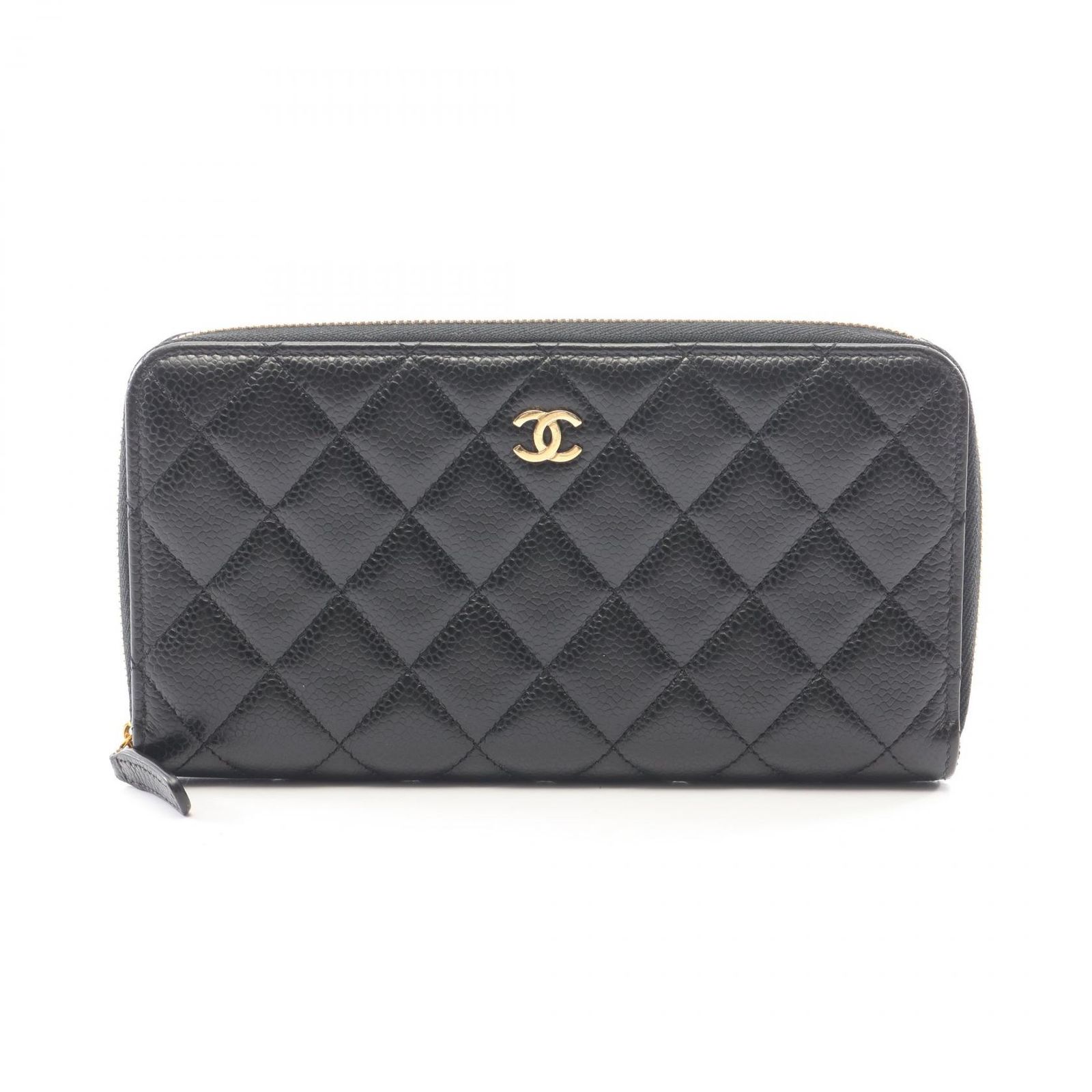シャネル CHANEL ラウンド長財布 クラシック ロング ジップ ウォレット マトラッセ ブラック キャビアスキン(グレインドカーフ) マトラッセ ラウンド長財布
