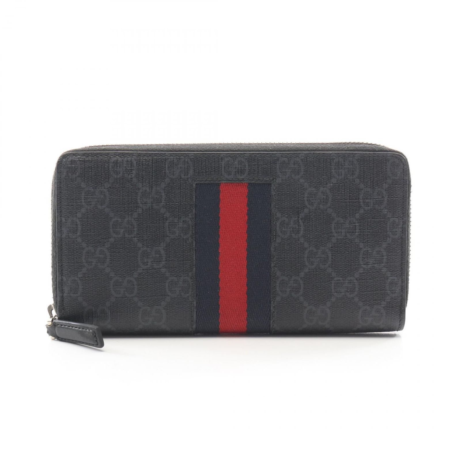 グッチ GUCCI ラウンド長財布 GGスプリーム 408831 ブラック レザー GGスプリーム シェリーライン ラウンド長財布 メンズ Used B