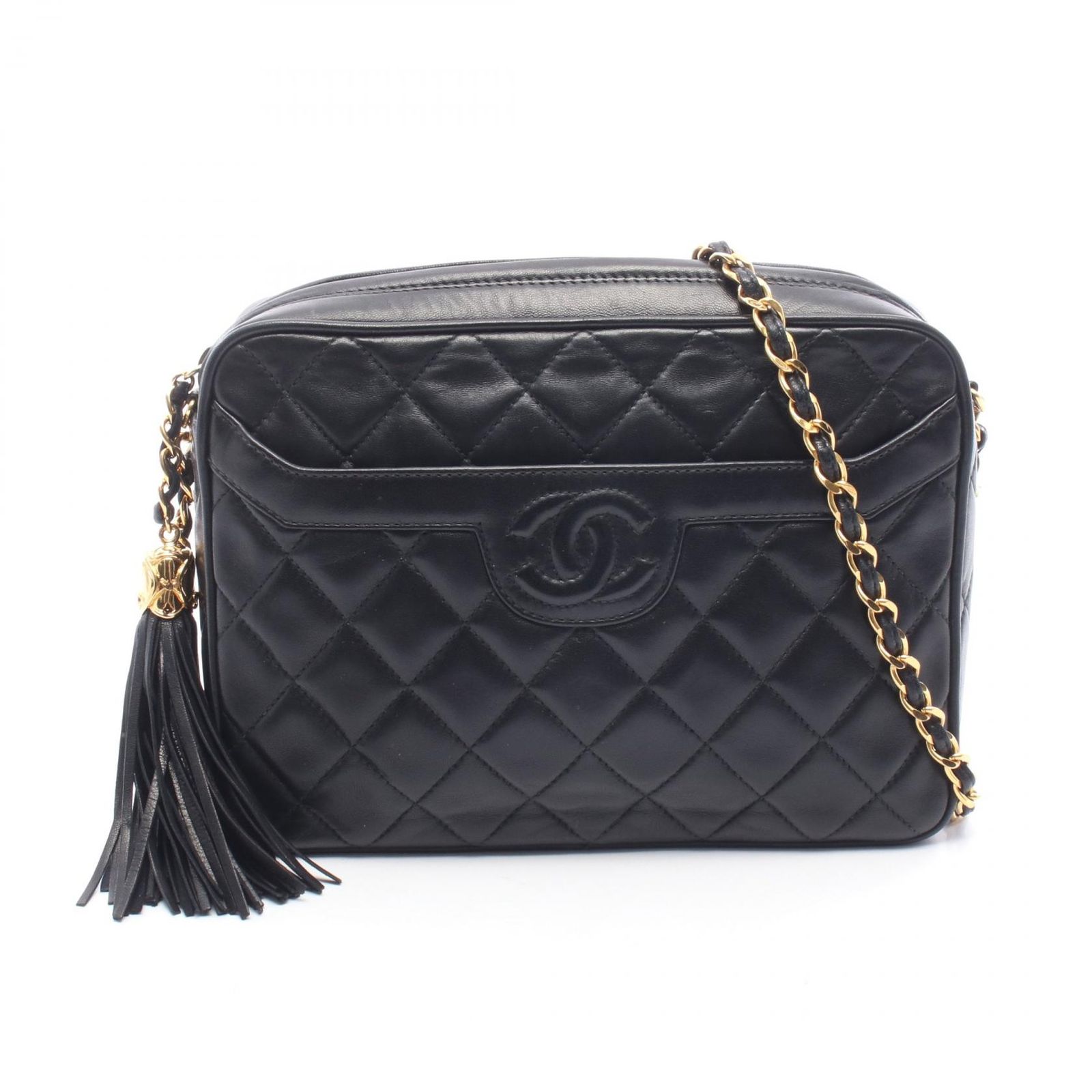 シャネル CHANEL ショルダーバッグ マトラッセ フリンジ ブラック ラムスキン（羊革） マトラッセ フリンジ チェーンショルダー レディース Used A