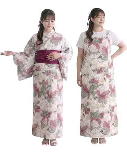 ms[KYOETSU] [キョウエツ] 浴衣セット 変わり織 生成り ワンピース 2点セット(浴衣、兵児帯) レディース フリー ワイド 大きい サイズ FW c05b94a2 9,621円
