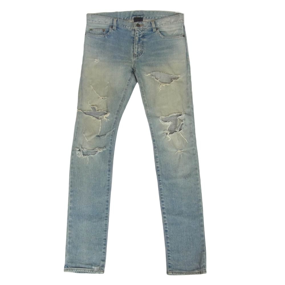 SAINT LAURENT サンローラン 16AW 391659 Y847M エディ期 Destroyed Skinny Jeans デストロイ ダメージ スキニー デニム パンツ インディゴブルー系 31【中古】