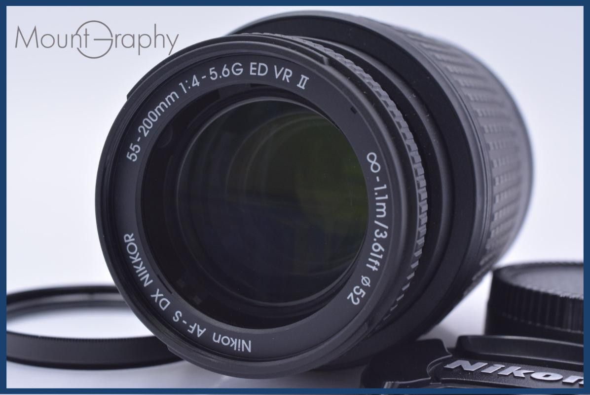 【美品・動作保証】 ニコン Nikon AF-S DX NIKKOR 55-200mm F4-5.6 G ED VR II 前後キャップ&レンズフィルター付 同梱無料 #my690 14,007円