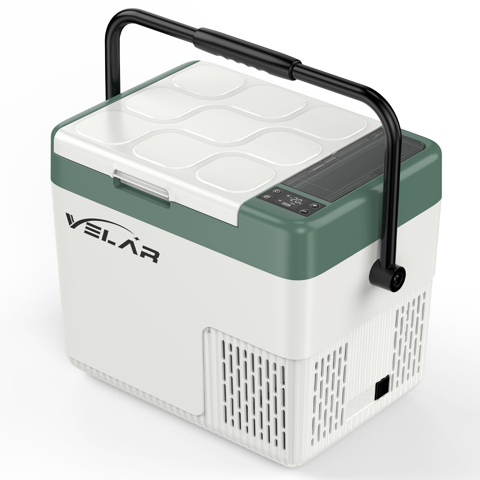 VELAR ポータブル冷蔵庫 18L 車載冷蔵庫 急速冷蔵冷凍 -20℃?20℃ 小型冷蔵庫 省スペース ハンドル付き バッテリー別売り 12V/24V車載用 アウトドア キャンプ 車中泊 (18L-バッテリー無し)i
