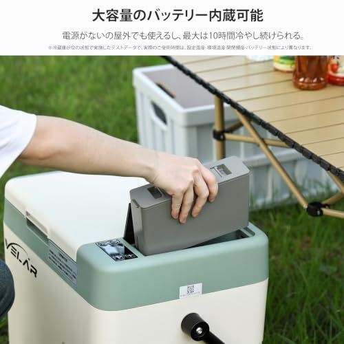 VELAR ポータブル冷蔵庫 18L 車載冷蔵庫 急速冷蔵冷凍 -20℃?20℃ 小型冷蔵庫 省スペース ハンドル付き バッテリー別売り 12V/24V車載用 アウトドア キャンプ 車中泊 (18L-バッテリー無し)i